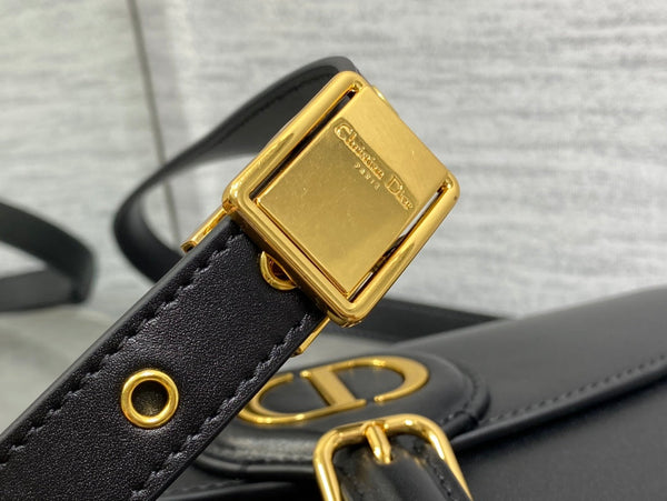 CD BOBBY MEDIO 22CM PELLE DI VITELLO NERA FERRAMENTA ORO