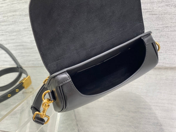 CD BOBBY MEDIO 22CM PELLE DI VITELLO NERA FERRAMENTA ORO