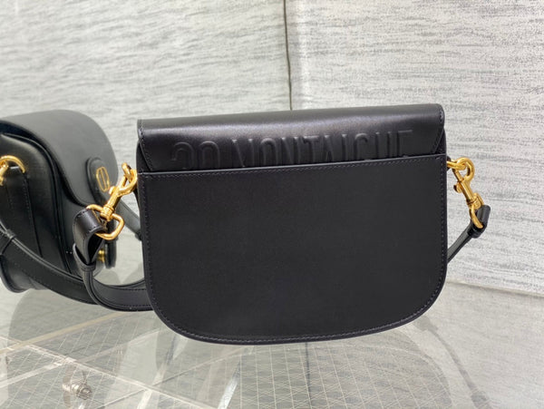 CD BOBBY MEDIO 22CM PELLE DI VITELLO NERA FERRAMENTA ORO