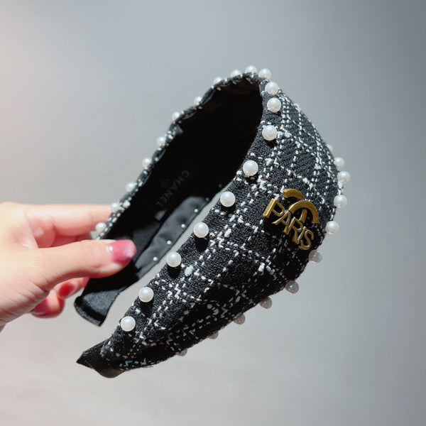 CERCHIETTO PER CAPELLI IN TWEED NERO 875865