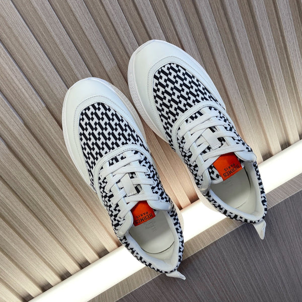 Sneaker HM Giga 50 H Nero Bianco Tela Pelle di capra bianca