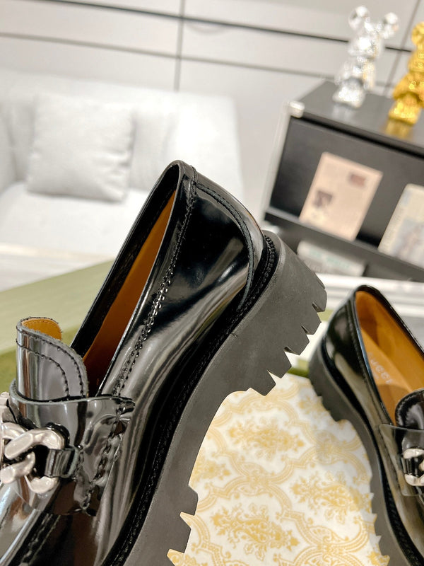 GG LOAFER WITH GG CHAINS GLOSSY BLACK CALFSKIN