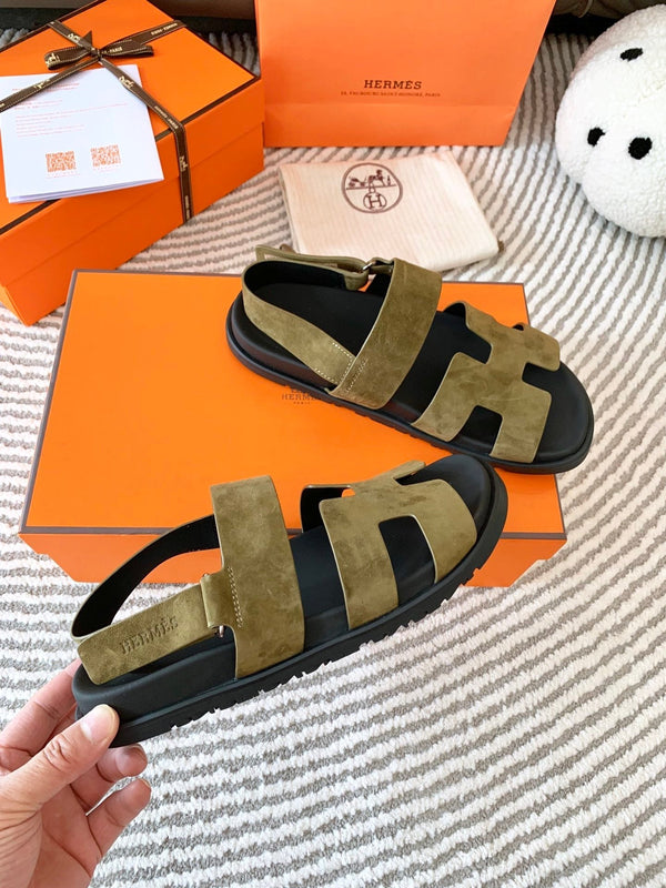 HM Genius Sandal Moss Green Brown Suede 963540