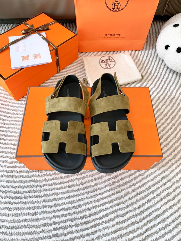 HM Genius Sandal Moss Green Brown Suede 963540