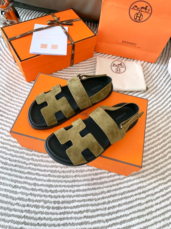 HM Genius Sandal Moss Green Brown Suede 963540