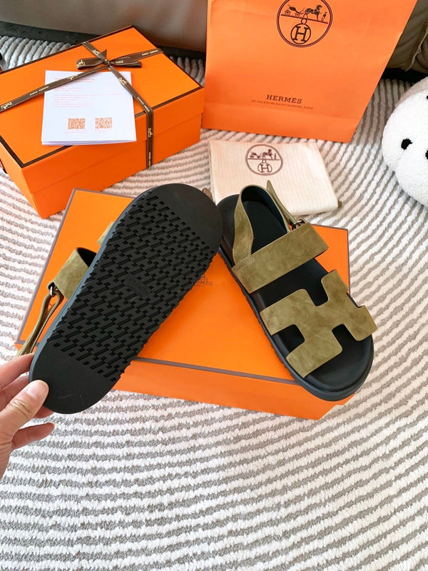 HM Genius Sandal Moss Green Brown Suede 963540