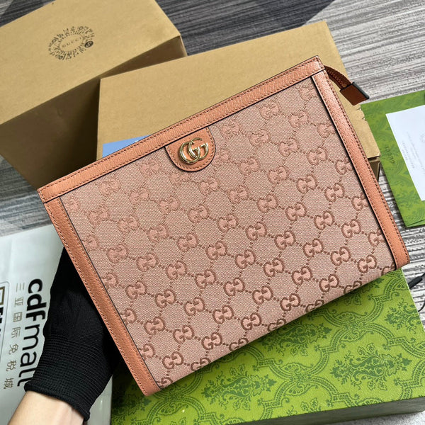 BORSA OPHIDIA GG 27 IN TELA ROSA CHIARO E PELLE DI VITELLO