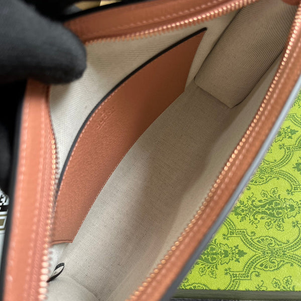 BORSA OPHIDIA GG 27 IN TELA ROSA CHIARO E PELLE DI VITELLO