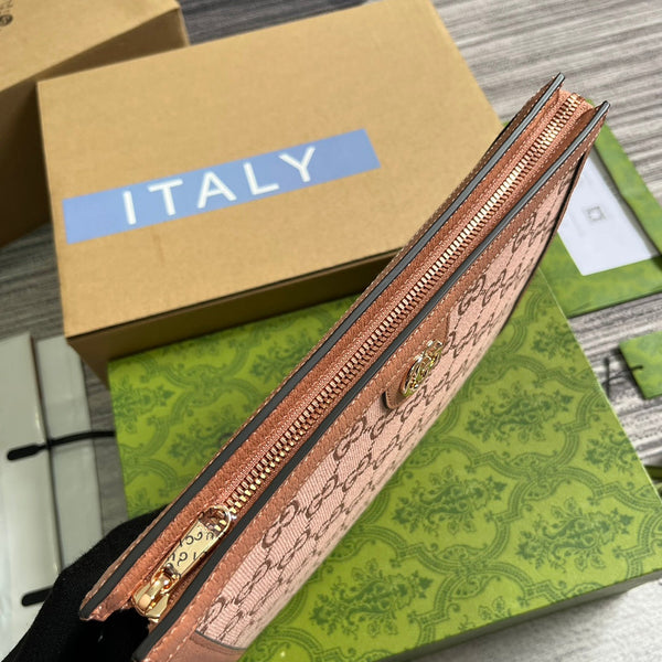 BORSA OPHIDIA GG 27 IN TELA ROSA CHIARO E PELLE DI VITELLO