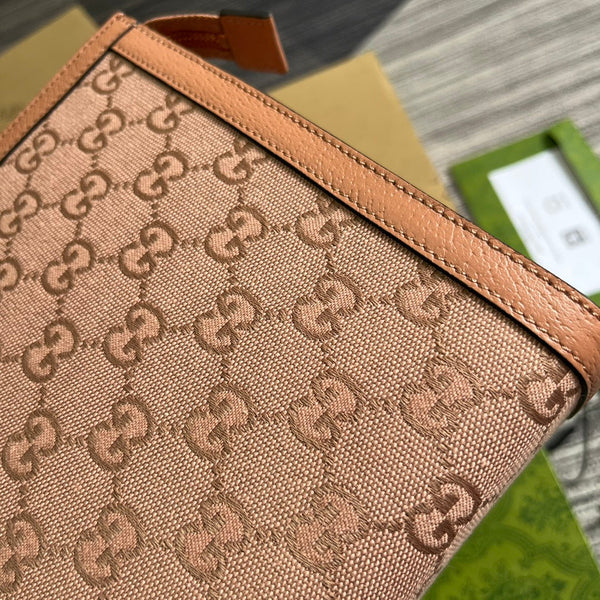 BORSA OPHIDIA GG 27 IN TELA ROSA CHIARO E PELLE DI VITELLO