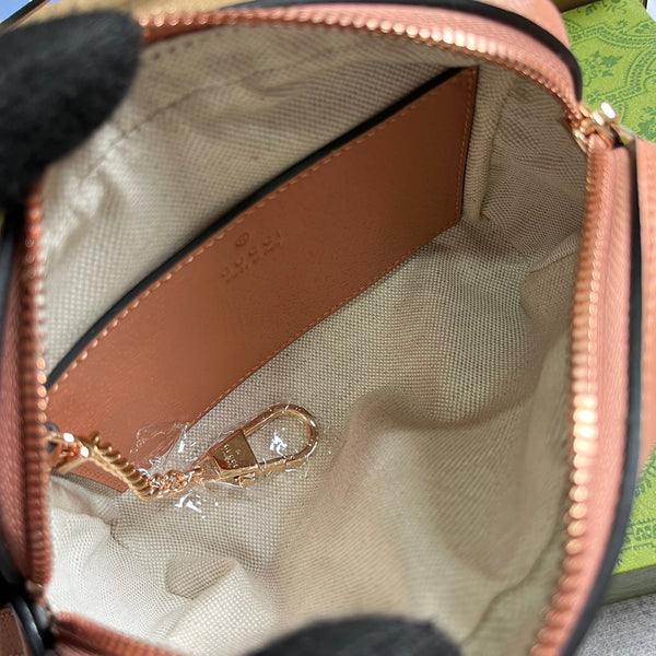 BORSA OPHIDIA GG MINI 17 IN TELA ROSA CHIARO E PELLE DI VITELLO