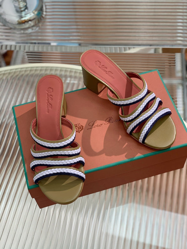 High Hee 60 Sprightly Charms Mule Sandal Olive Purple Navy Calfskin