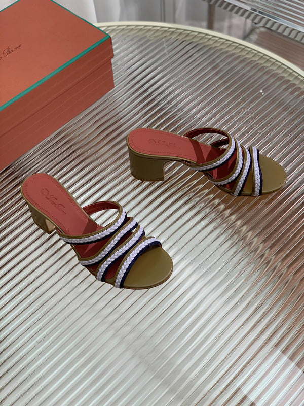 High Hee 60 Sprightly Charms Mule Sandal Olive Purple Navy Calfskin