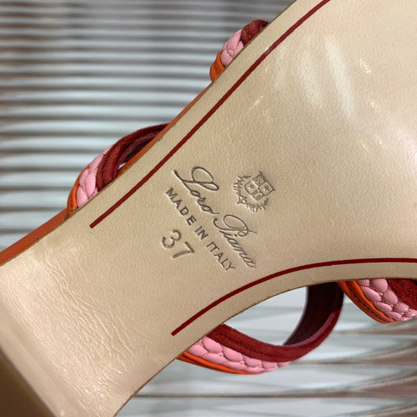 High Hee 60 Sprightly Charms Mule Sandal Orange Pink Maroon Calfskin