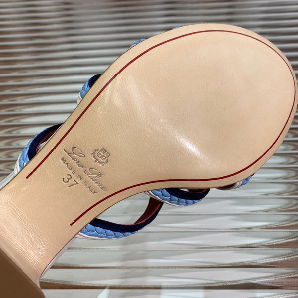 High Hee 60 Sprightly Charms Mule Sandal White Cloud Blue Navy Calfskin