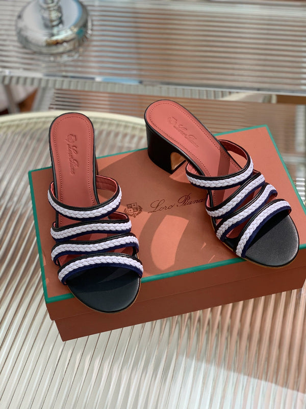 High Hee 60 Sprightly Charms Mule Sandal Black Purple Navy Calfskin