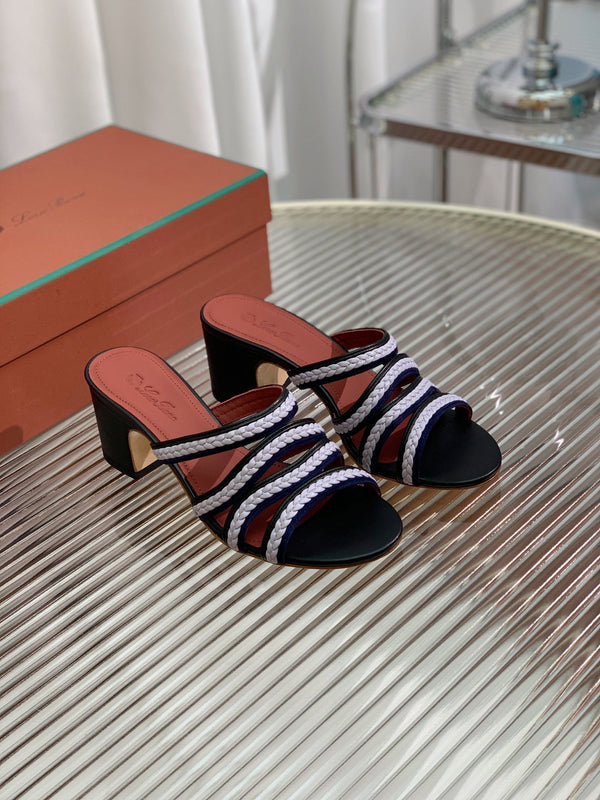 High Hee 60 Sprightly Charms Mule Sandal Black Purple Navy Calfskin