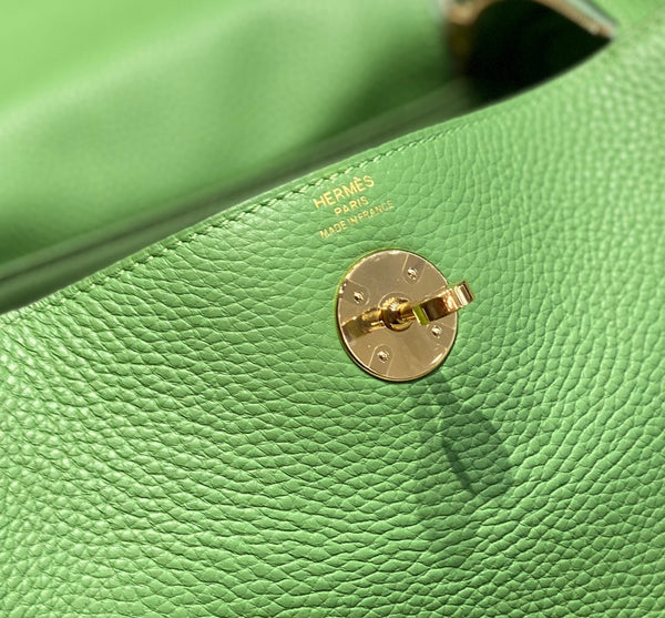 HM LINDY 30 BAG KELLY GREEN TAURILLON CLEMENCE LEATHER