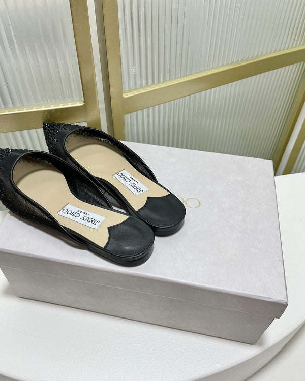 Jimmy Mule In Black Mesh Fabric With Swarovski Crystal 597874