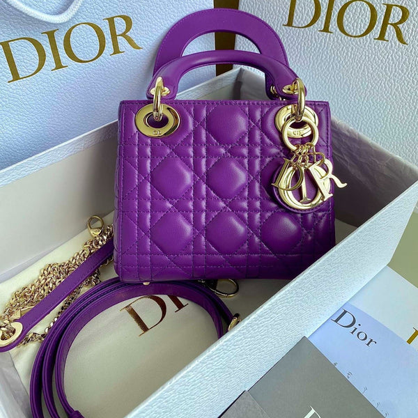 LADY 17 IN PELLE DI AGNELLO VIOLA CON MOTIVO CANNAGE