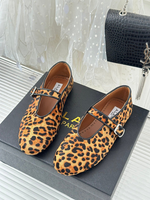 Alaia 25 Mary Jane Ballet Flat Leopard Calfskin 293239
