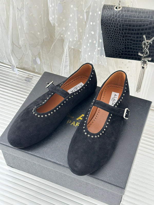 Alaia 25 Ballet Flats Black Suede 293240