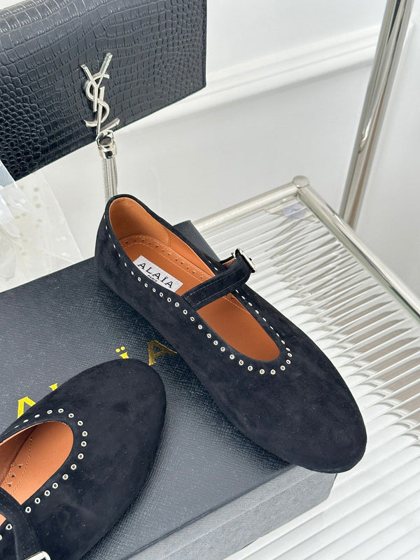 Alaia 25 Ballet Flats Black Suede 293240