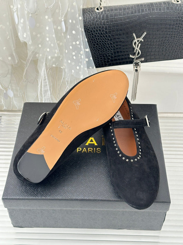 Alaia 25 Ballet Flats Black Suede 293240