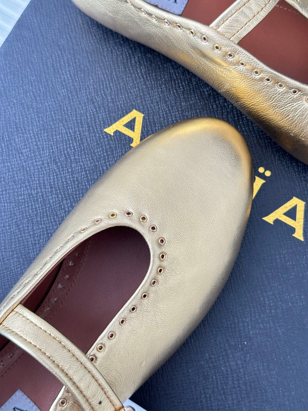 Alaia 25 Ballet Flats Gold Calfskin 293241
