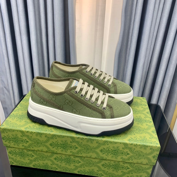 GG SNEAKER FLATFORM OLIVE GREEN CANVAS