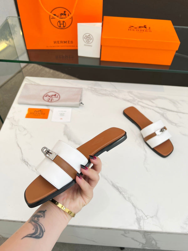 Sandalo Giulia in pelle di vitello bianca e marrone