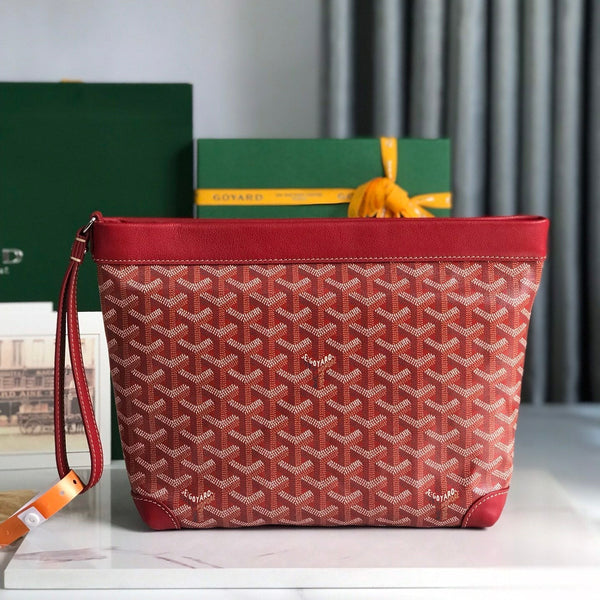 CONTI POUCH 24 IN PELLE DI AGNELLO ROSSA CLASSICA E TELA GOYARDINE