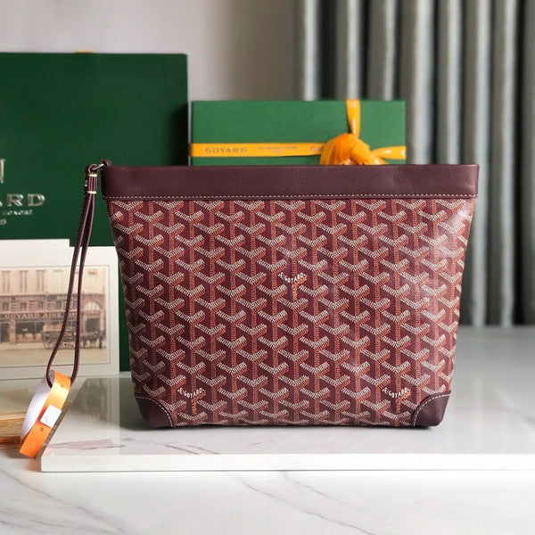 CONTI POUCH 24 IN PELLE DI AGNELLO ROSSO VINO E TELA GOYARDINE