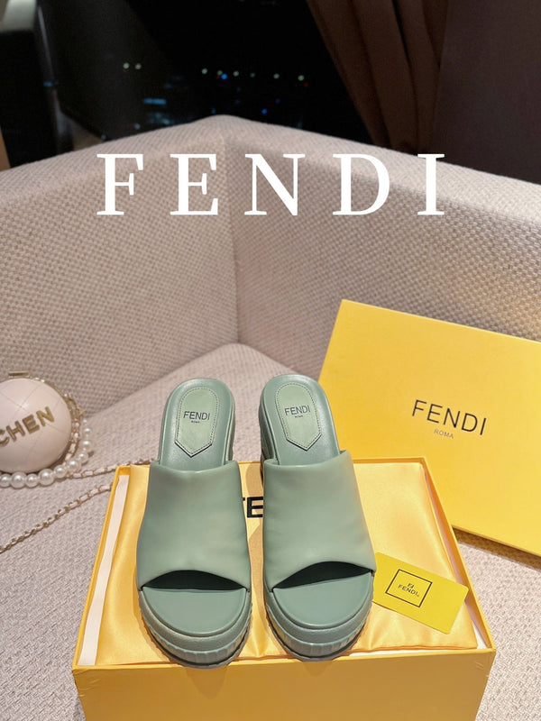 FENDI BAGUETTE WEDGE PLATFORM 85MM IN SEAFOAM GREEN CALFSKIN