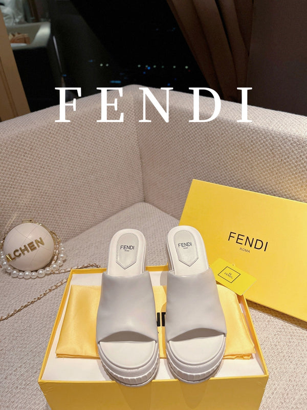 FENDI BAGUETTE WEDGE PLATFORM 85MM IN WHITE CALFSKIN