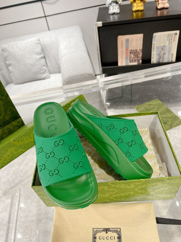 GC 25 50mm Monogram Slide Sandal Green Cowhide 292390
