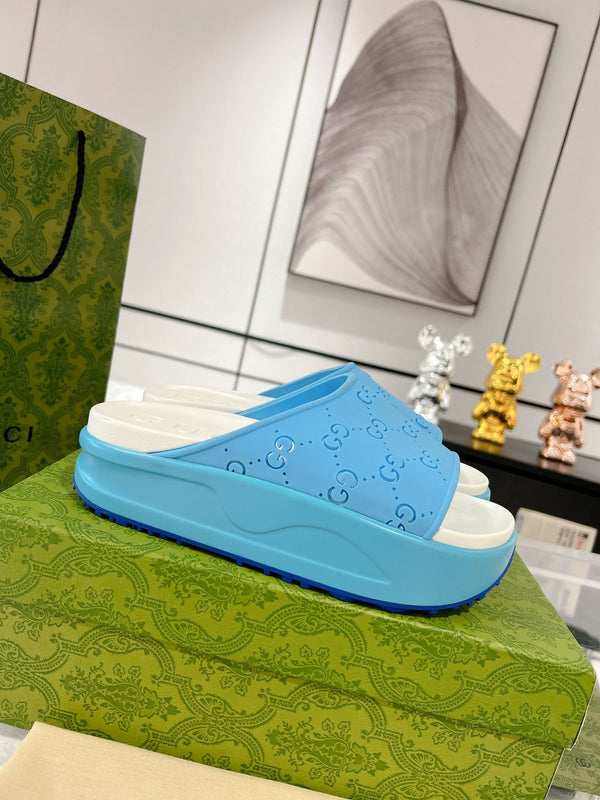 GC 25 50mm Monogram Slide Sandal Sky Blue White Cowhide 292392