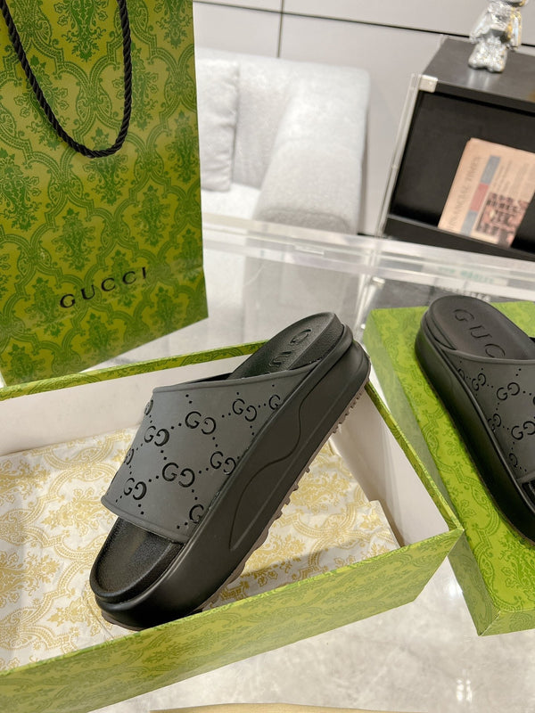 GC 25 50mm Monogram Slide Sandal Black Cowhide 292394