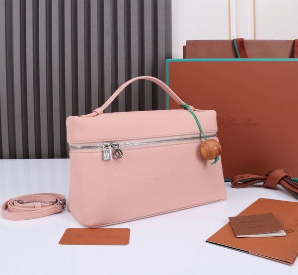 EXTRA BAG L27 IN BLUSH PINK GRAINED CALFSKIN WITH SILVER HARDWARE