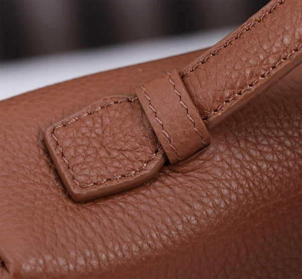 EXTRA BAG L27 IN UMBER BROWN GRAINED CALFSKIN WITH SILVER HARDWARE