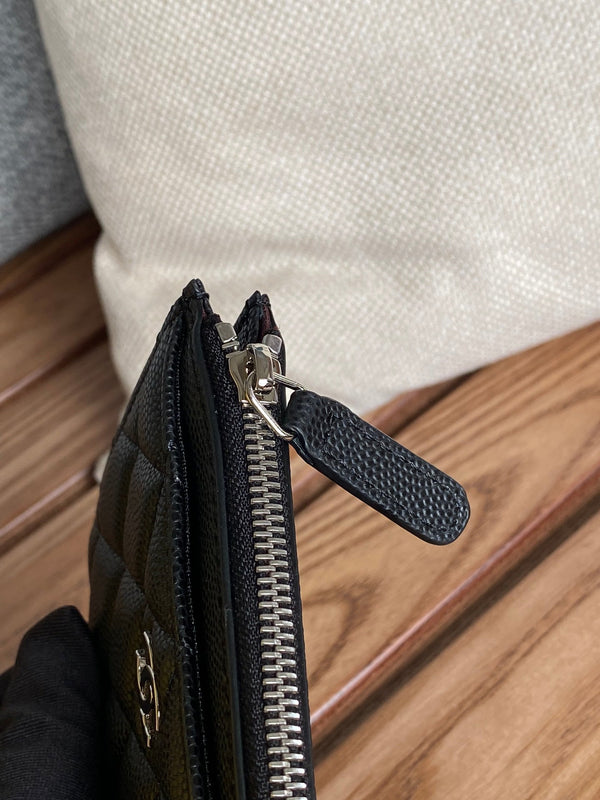 CC A84105 Coin Case Black Sliver Metal Caviar 240729