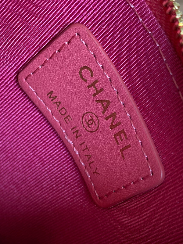 CC A84105 Coin Case Pink Gold Metal Caviar 240733