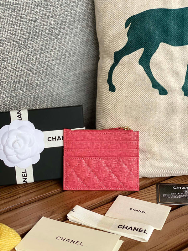 CC A84105 Coin Case Pink Gold Metal Caviar 240733