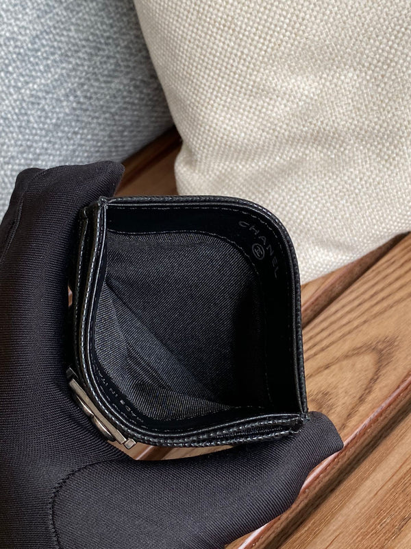 cc boy 11cm card holder black caviar silver hardware