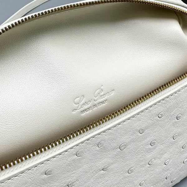 Extra Pocket L19 White Ostrich Leather Ghw