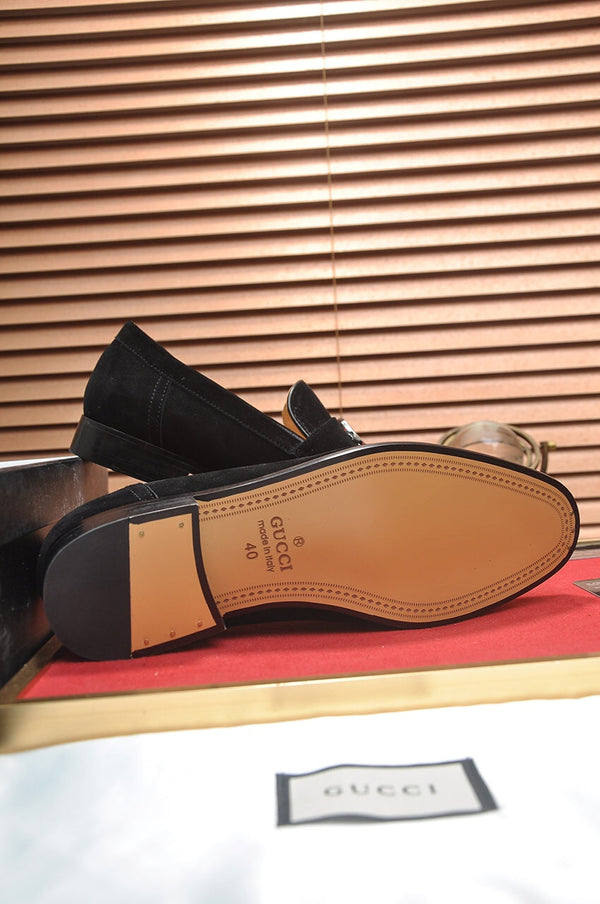 GG Men's Loafer Black Embossed Cowhide 484785