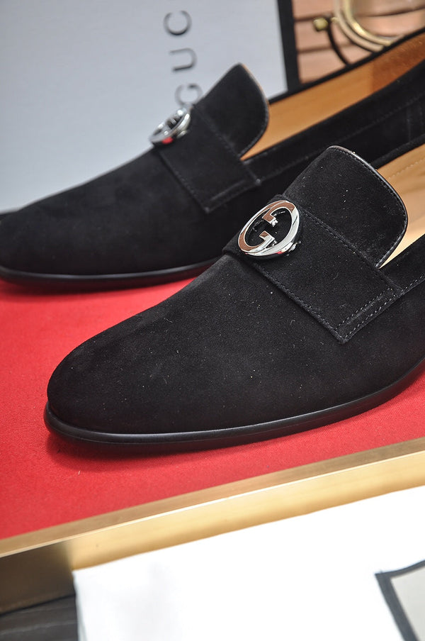 GG Men's Loafer Black Embossed Cowhide 484785