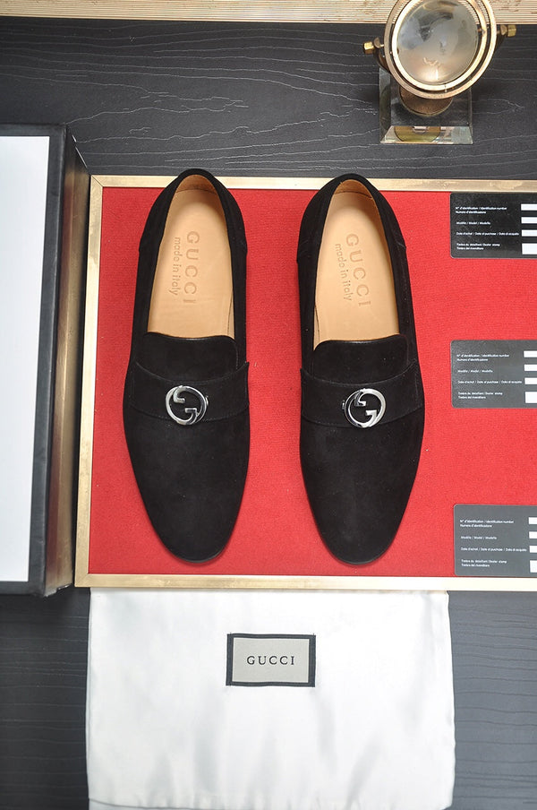 GG Men's Loafer Black Embossed Cowhide 484785