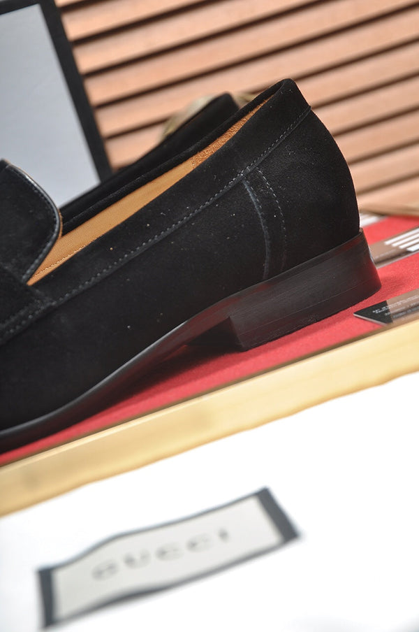 GG Men's Loafer Black Embossed Cowhide 484785