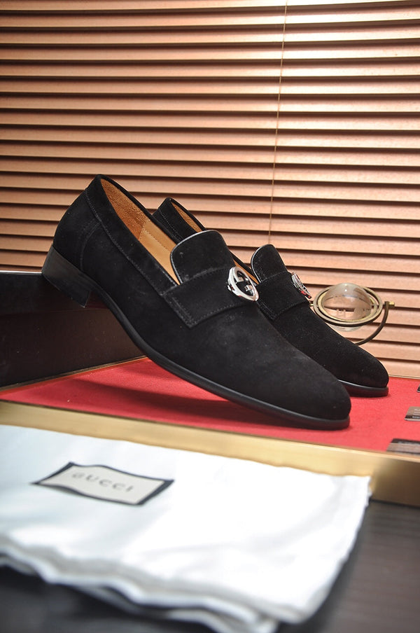 GG Men's Loafer Black Embossed Cowhide 484785